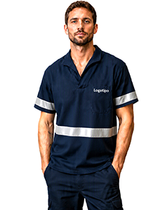 Camisa gola italiana com faixa refletiva prata